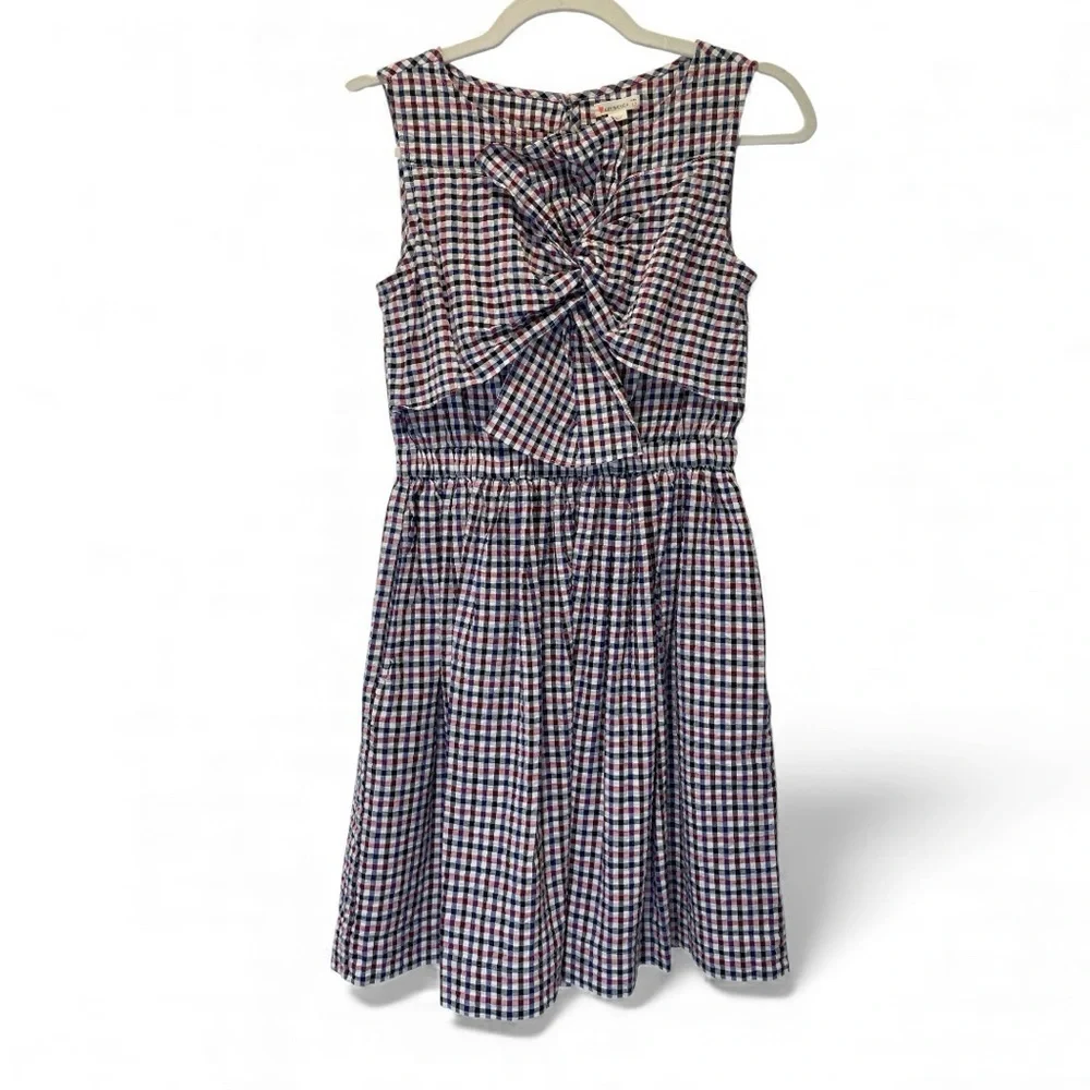 Crewcuts Plaid Seersucker Checkered Sleeveless with Twist Bodice Dress size 12